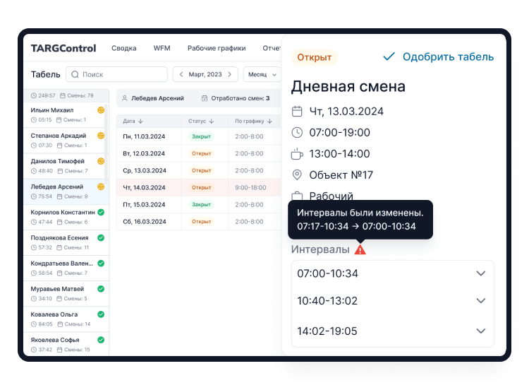 Уведомления о трудовой дисциплине — mobile