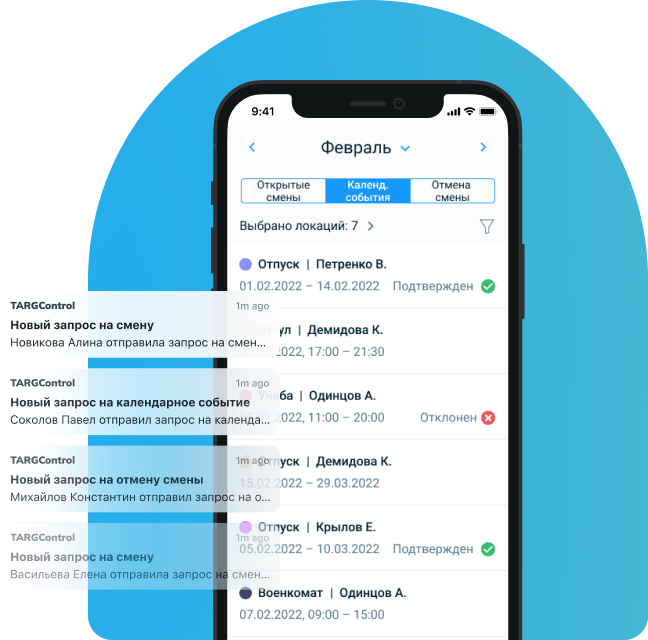 Страница WFM в TARGControl
