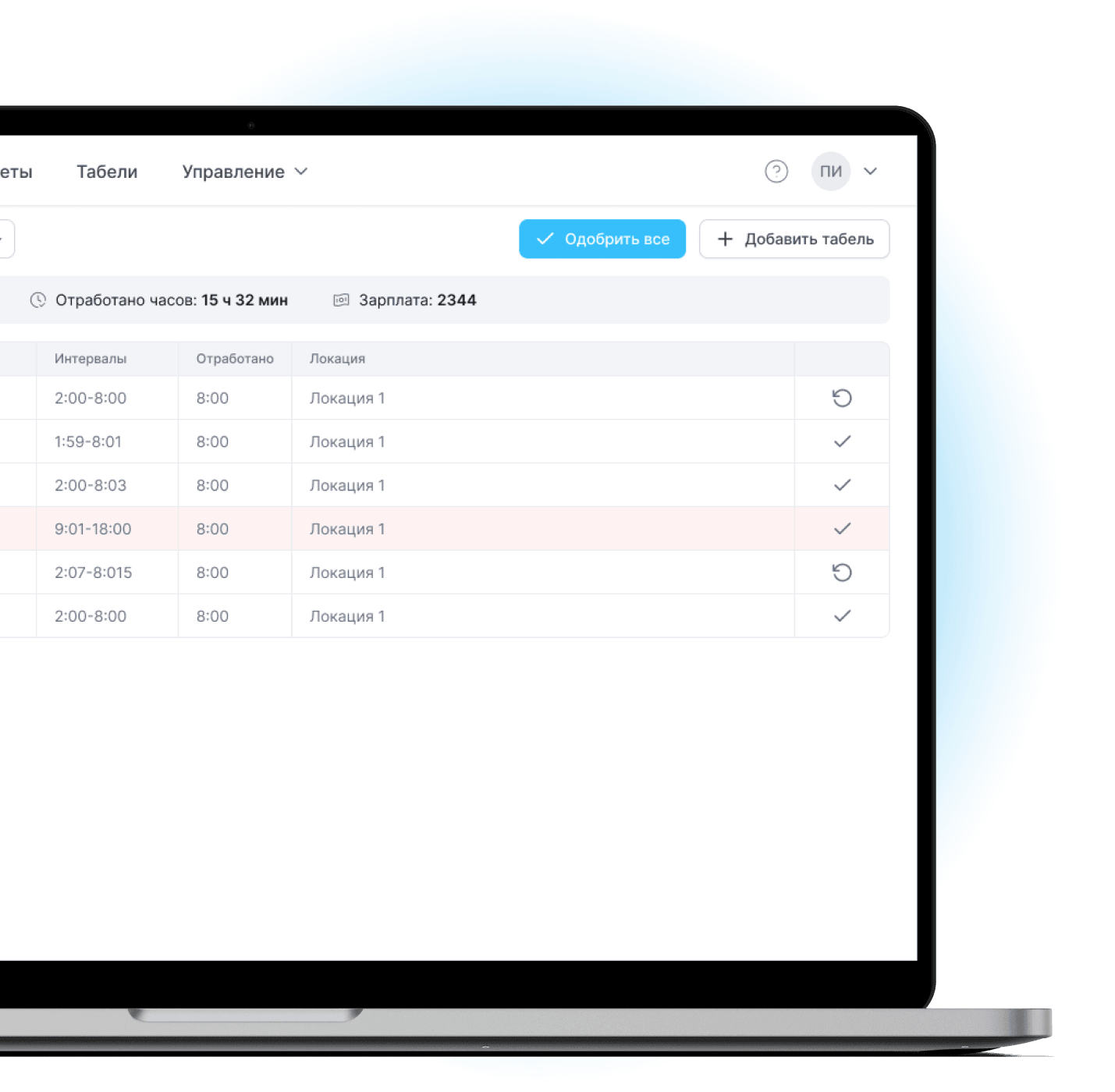 Учет и контроль рабочего времени персонала клининга